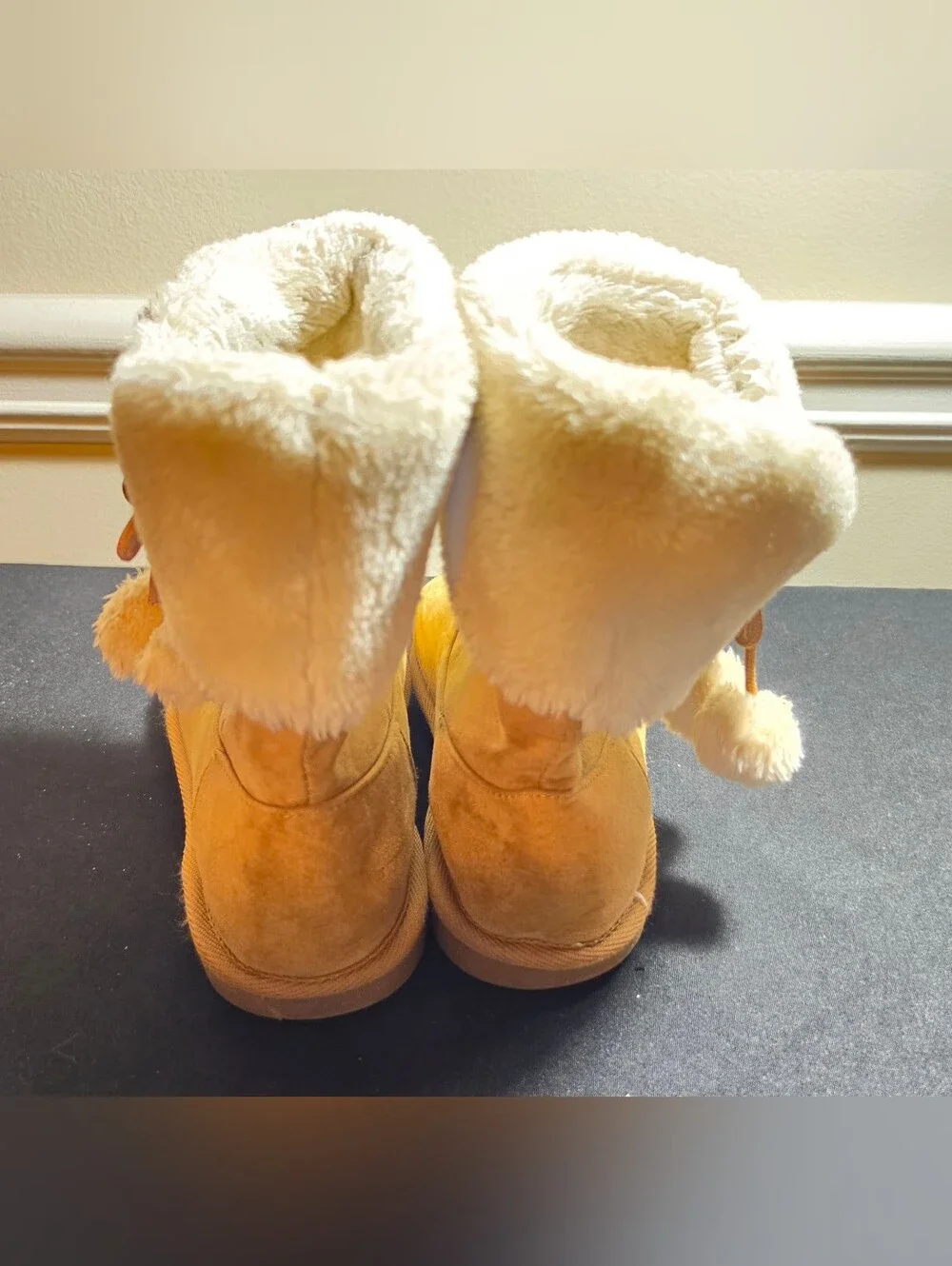 2-Pairs of Girls' Boots, Black and Brown Faux-Shearling Winter Ankle Boots